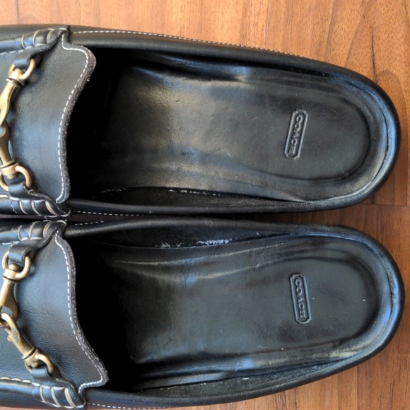 Coach Black Calf leather mules with horse bit hardware, size 9.5 - Picture 8 of 12